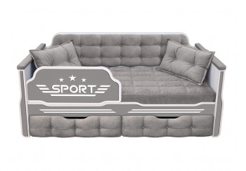 Кровать 160 серии Спорт 2 ящика 45 Серый (подушки) в Утянке - utyanka.mebel54.com | фото
