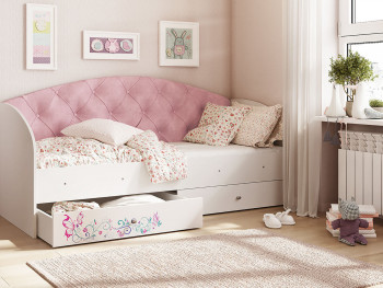 Кровать детская Эльза Белый/Розовый в Утянке - utyanka.mebel54.com | фото