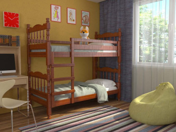 Кровать двухъярусная Соня из массива сосны 800*1890 Орех в Утянке - utyanka.mebel54.com | фото