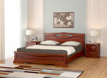 Кровать Карина-7 из массива сосны 1400*2000 Орех в Утянке - utyanka.mebel54.com | фото