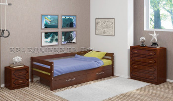 Кровать одинарная ГЛОРИЯ из массива сосны  900*2000 (Орех) в Утянке - utyanka.mebel54.com | фото