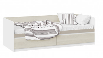 Кровать «Сканди» с 2 ящиками Дуб Гарден/Белый/Глиняный серый в Утянке - utyanka.mebel54.com | фото