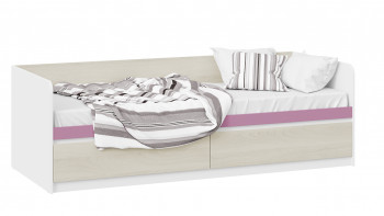 Кровать «Сканди» с 2 ящиками Дуб Гарден/Белый/Лиловый в Утянке - utyanka.mebel54.com | фото