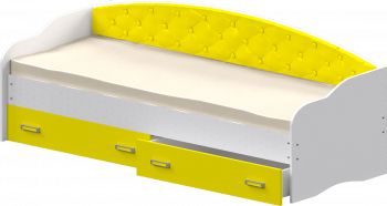 Кровать Софа-7 с мягкой спинкой (800х1900) Белый/Желтый в Утянке - utyanka.mebel54.com | фото