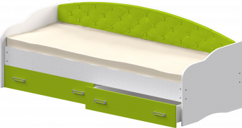 Кровать Софа-7 с мягкой спинкой (800х1900) Белый/Лайм в Утянке - utyanka.mebel54.com | фото