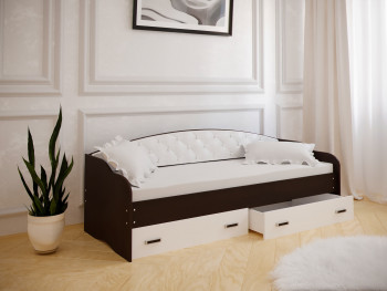 Кровать Софа-7 с мягкой спинкой (800х1900) Венге/ Белый в Утянке - utyanka.mebel54.com | фото
