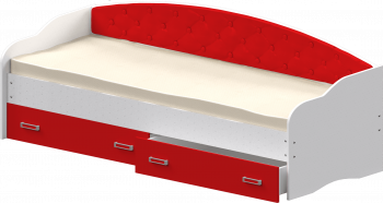 Кровать Софа-8 с мягкой спинкой (900х1900) Белый/Красный в Утянке - utyanka.mebel54.com | фото