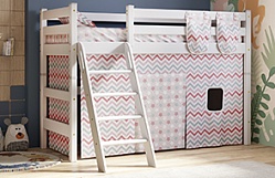 Кровать Соня вариант 6 полувысокая с наклонной лестницей Белый полупрозрачный в Утянке - utyanka.mebel54.com | фото