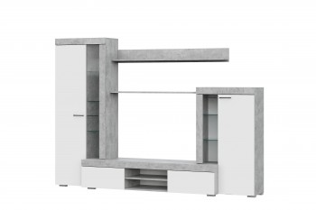 Мебель для гостиной МГС 5 Цемент светлый / Белый в Утянке - utyanka.mebel54.com | фото