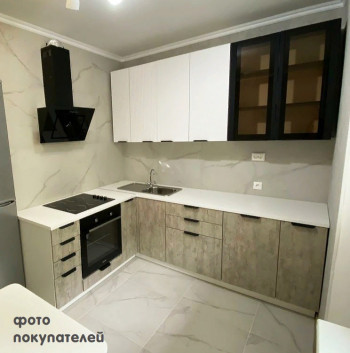 Модульная кухня Норд 1,6 м (Софт даймонд/Камень беж/Белый) в Утянке - utyanka.mebel54.com | фото