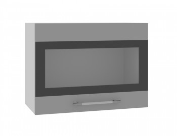 Норд ШВГС 600 Шкаф верхний горизонтальный со стеклом (Софт черный/корпус Белый) в Утянке - utyanka.mebel54.com | фото
