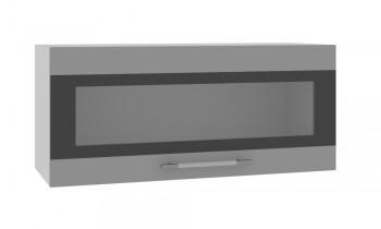 Норд ШВГС 800 Шкаф верхний горизонтальный со стеклом (Софт черный/корпус Белый) в Утянке - utyanka.mebel54.com | фото