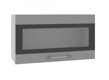 Ройс ВПГСФ 800 Шкаф верхний горизонтальный со стеклом с фотопечатью высокий (Графит софт/корпус Серый) в Утянке - utyanka.mebel54.com | фото