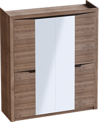 Шкаф четырехдверный Соренто с комплектом полок (3 шт)Дуб стирлинг/Кофе структурный матовый в Утянке - utyanka.mebel54.com | фото