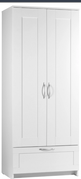 Шкаф двухдверный Сириус с 1 ящиком белый в Утянке - utyanka.mebel54.com | фото