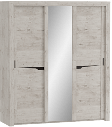 Шкаф трехдверный Соренто с раздвижными дверями Дуб бонифаций/Кофе структурный матовый в Утянке - utyanka.mebel54.com | фото